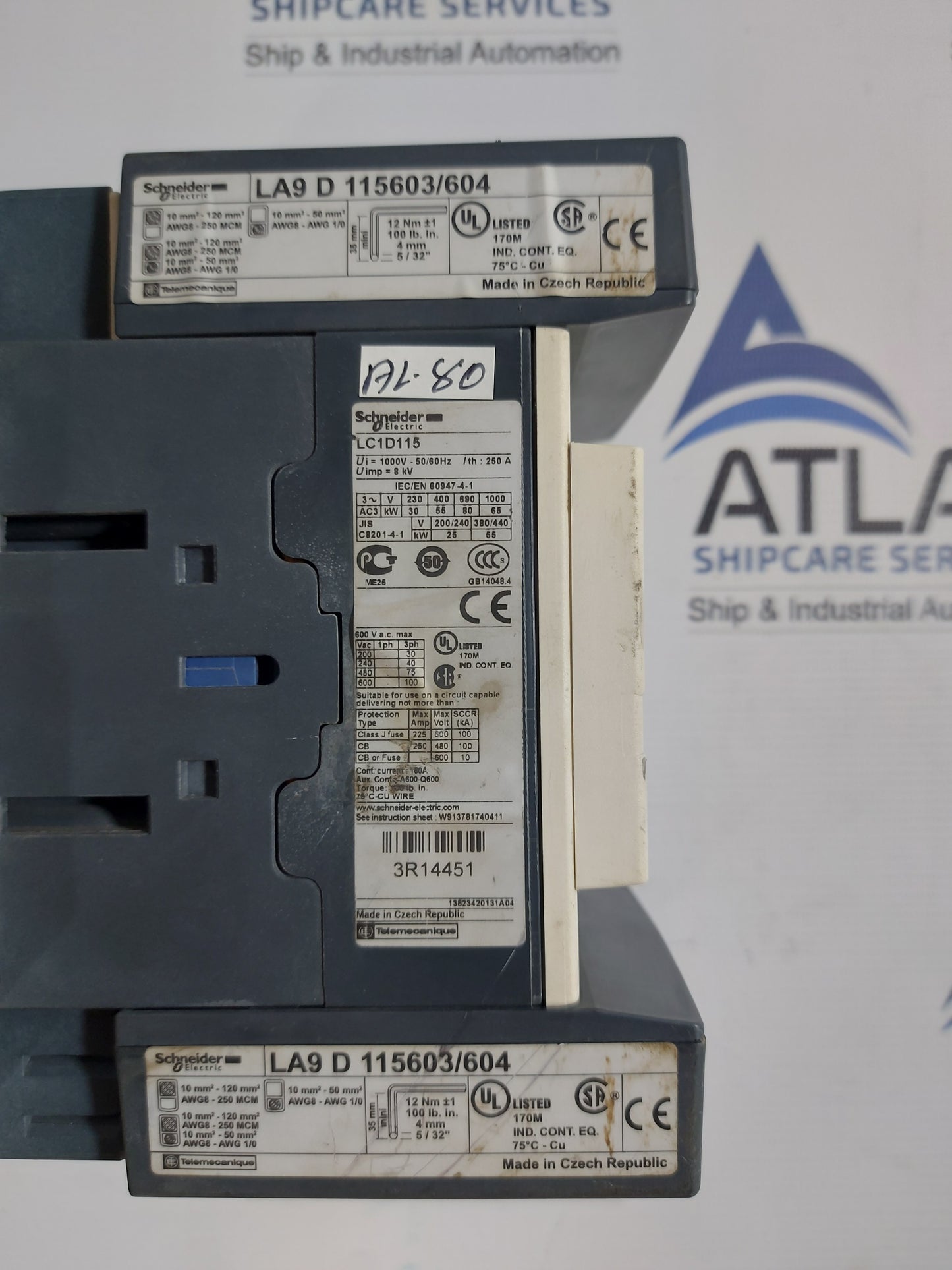 SCHNEIDER ELECTRIC LC1D115 CONTACTOR 250A 1000V