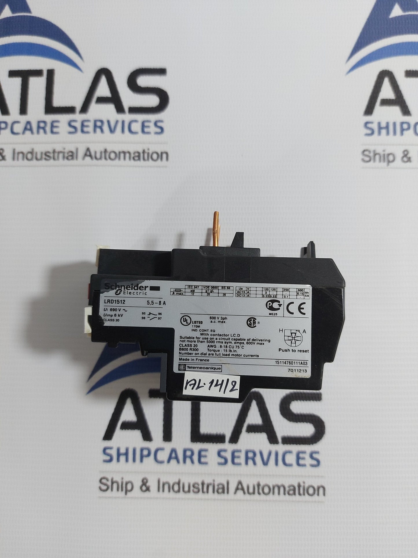 SCHNEIDER ELECTRIC LRD1512 THERMAL OVERLOAD RELAY 5,5-8A CLASS 20