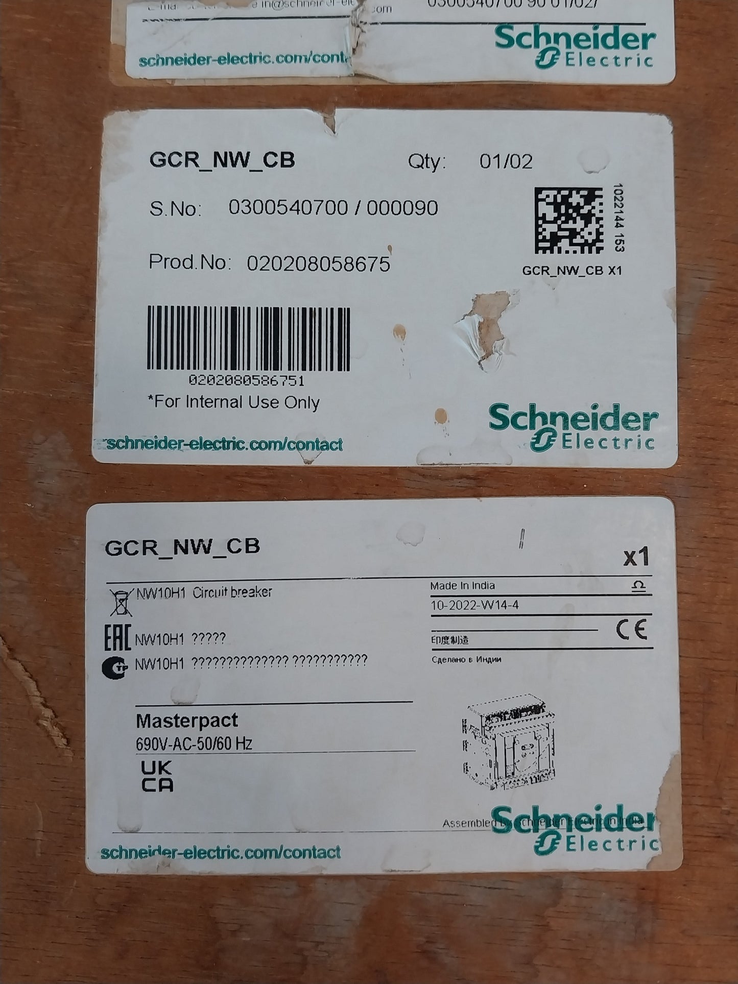 SCHNEIDER ELECTRIC NW10 H1 MASTERPACT CIRCUIT BREAKER 1000A 3 POLE