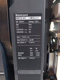 SCHNEIDER ELECTRIC NW12 H1 MASTERPACT CIRCUIT BREAKER 1250A 3 POLE