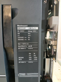 SCHNEIDER ELECTRIC NW12 H1 MASTERPACT CIRCUIT BREAKER 1250A 3 POLE
