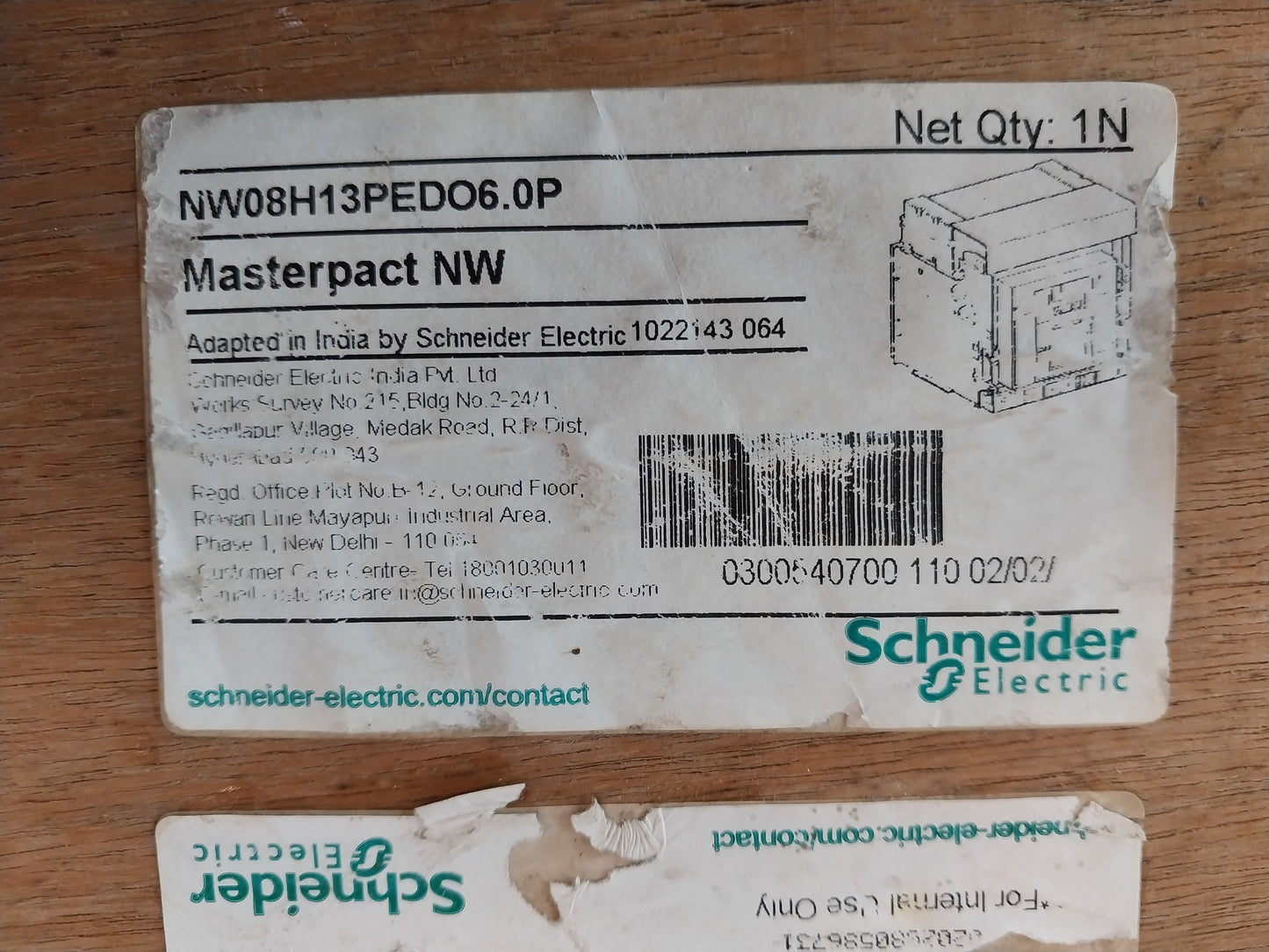 SCHNEIDER ELECTRIC NW12 H1 MASTERPACT CIRCUIT BREAKER 1250A 3 POLE