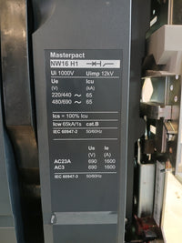 SCHNEIDER ELECTRIC NW16 H1 MASTERPACT CIRCUIT BREAKER 1600A 3 POLE