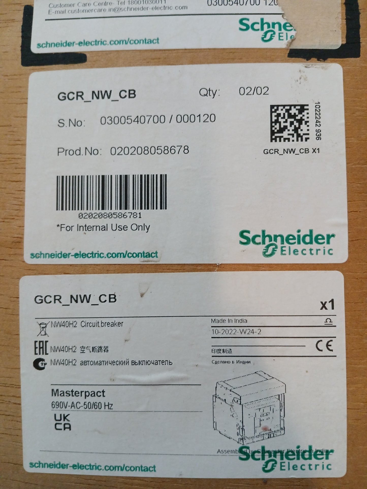SCHNEIDER ELECTRIC NW40 H2 MASTERPACT AIR CIRCUIT BREAKER 4000A 3 POLE