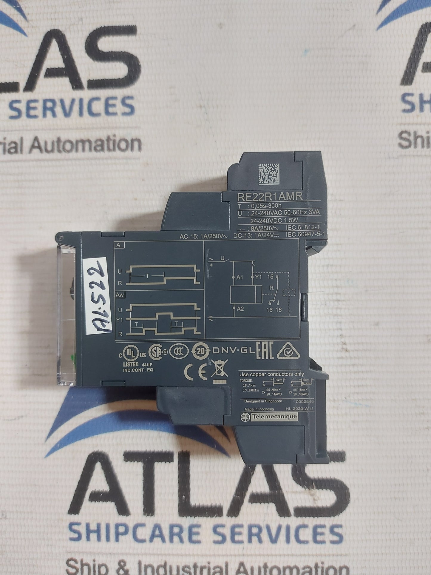 SCHNEIDER ELECTRIC RE22R1AMR TIME DELAY RELAY