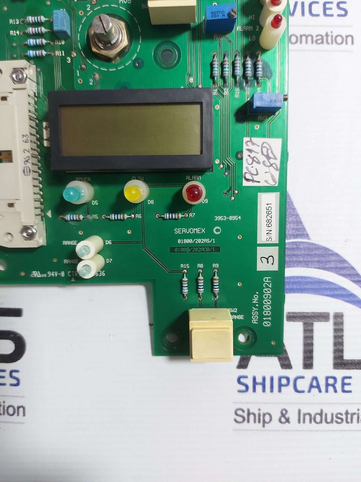 SERVOMEX 01800902A DIGITAL DISPLAY PCB CARD 3953-8954