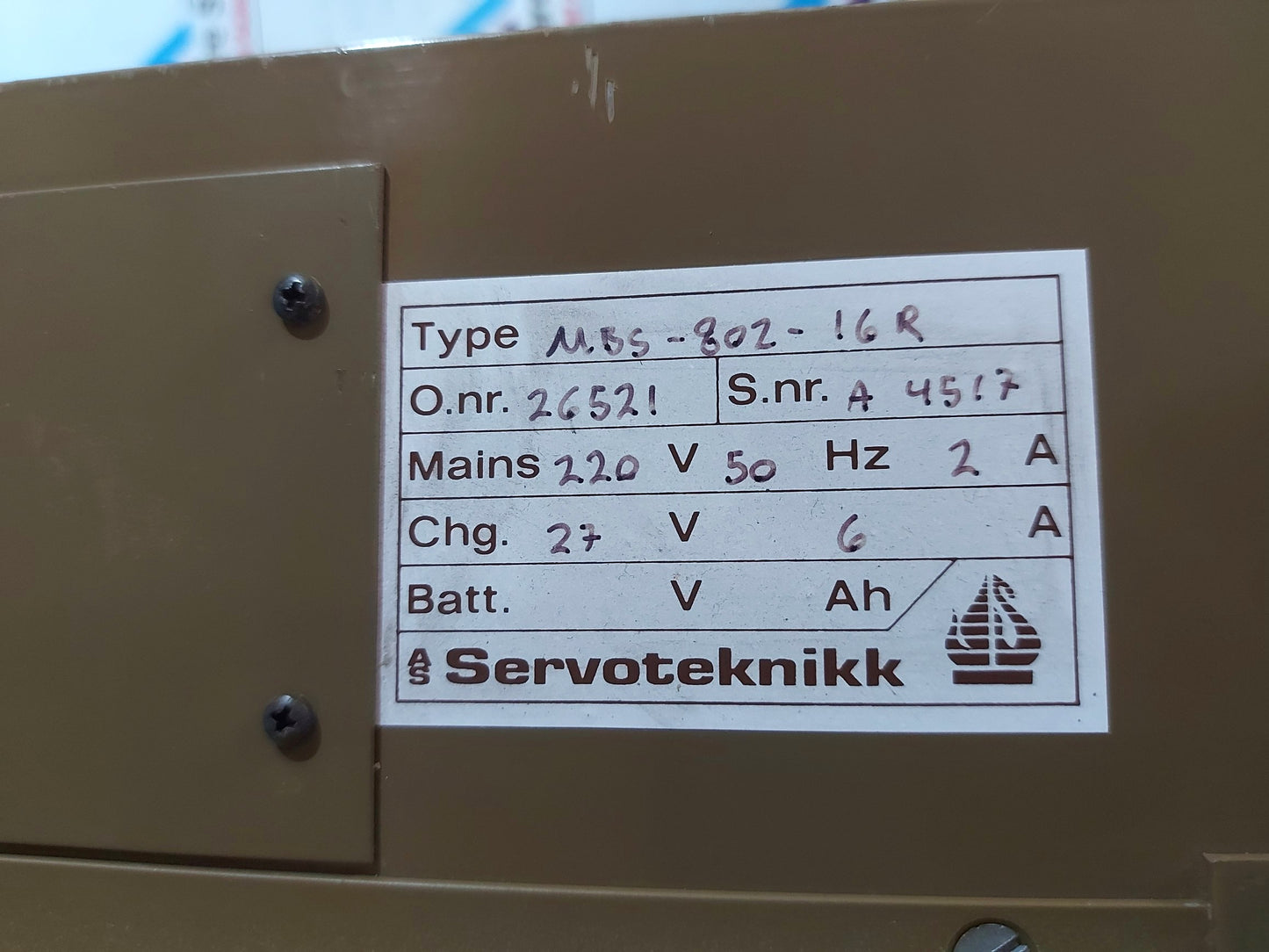 SERVOTEKNIKK MBS-802-16R FIRE ALARM PANEL