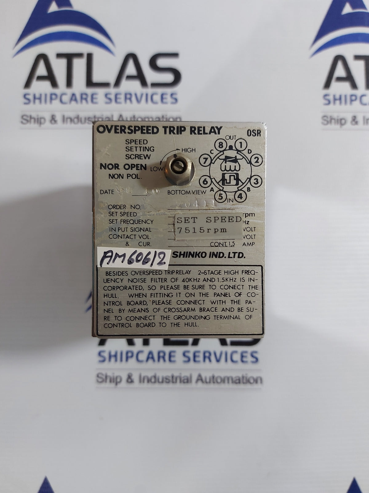 SHINKO OSR OVERSPEED TRIP RELAY 7515 RPM