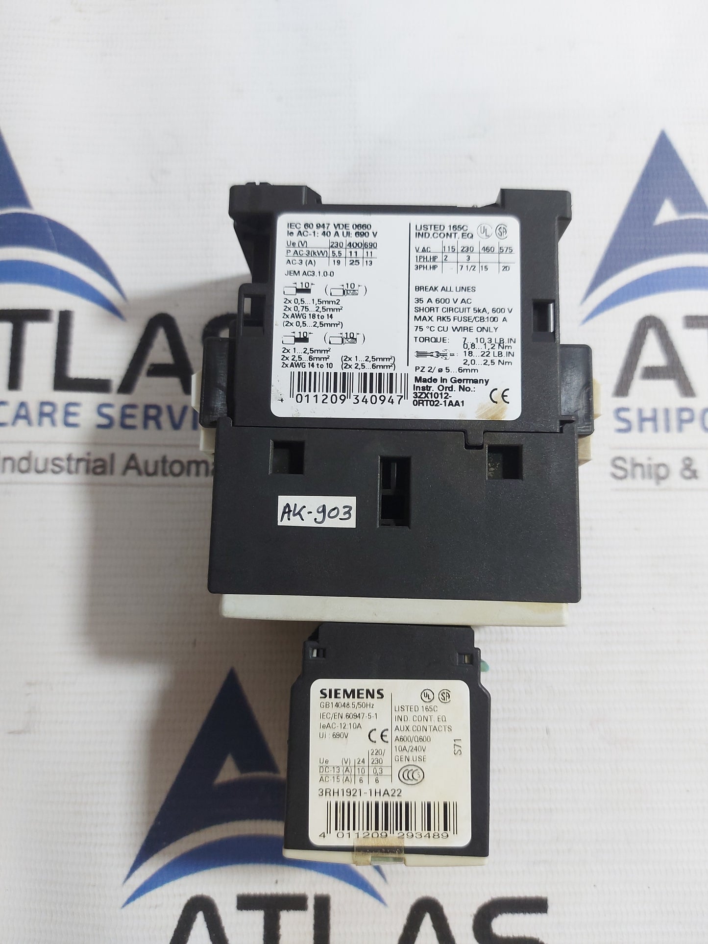 SIEMENS 3RT1026-1A..0 CONTACTOR 40A 690V
