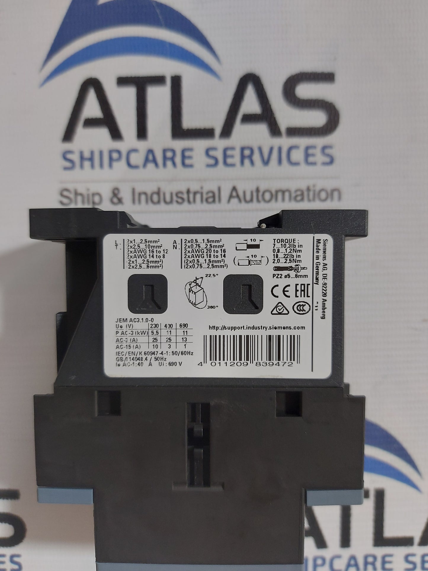 SIEMENS 3RT2026-1AN20 CONTACTOR 220V 50/60Hz