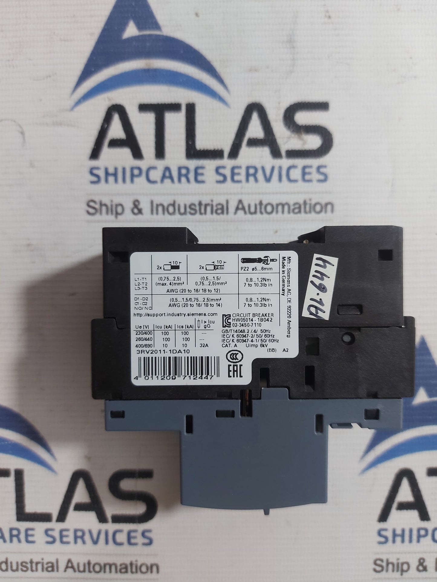 SIEMENS 3RV2011-1DA10 MOTOR PROTECTION CIRCUIT BREAKER