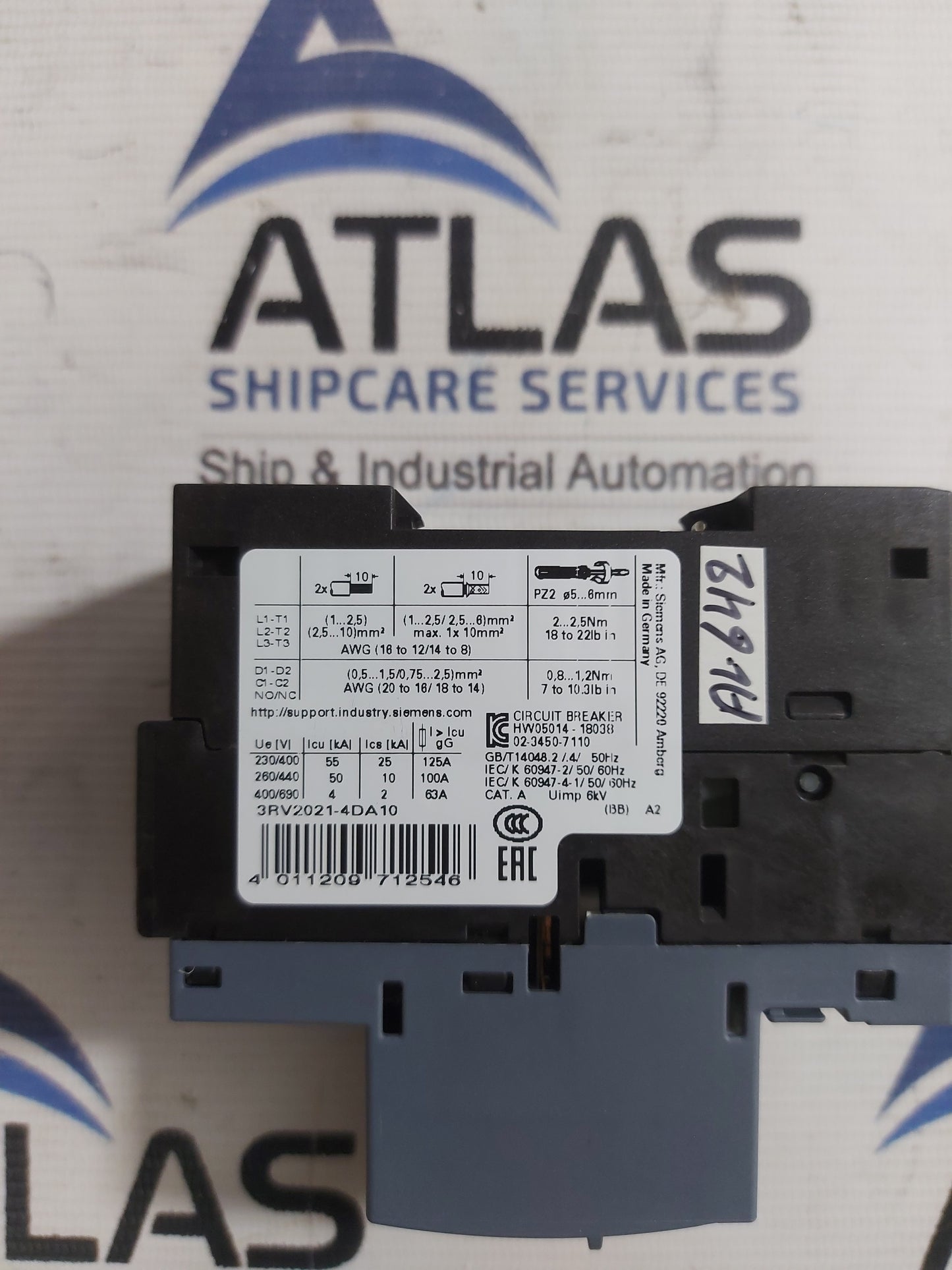 SIEMENS 3RV2021-4DA10 MOTOR PROTECTION CURCUIT BREAKER