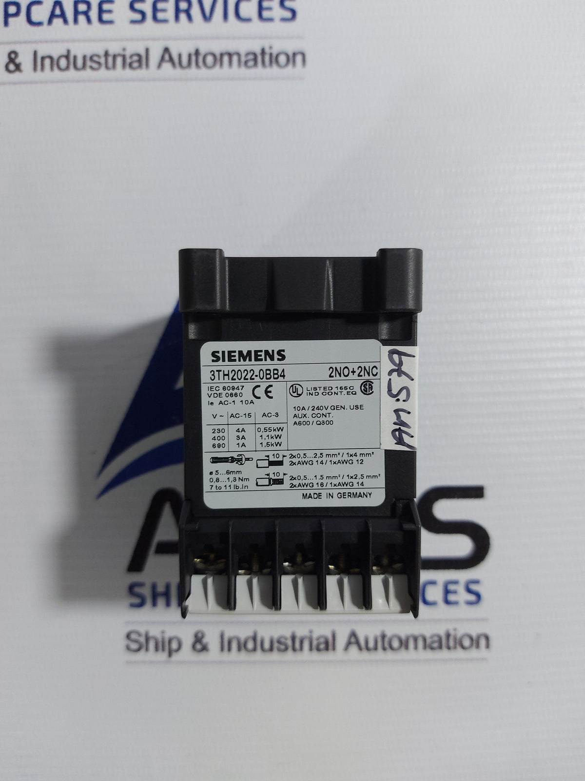 SIEMENS 3TH2022-0334 CONTACTOR CONTROL RELAY