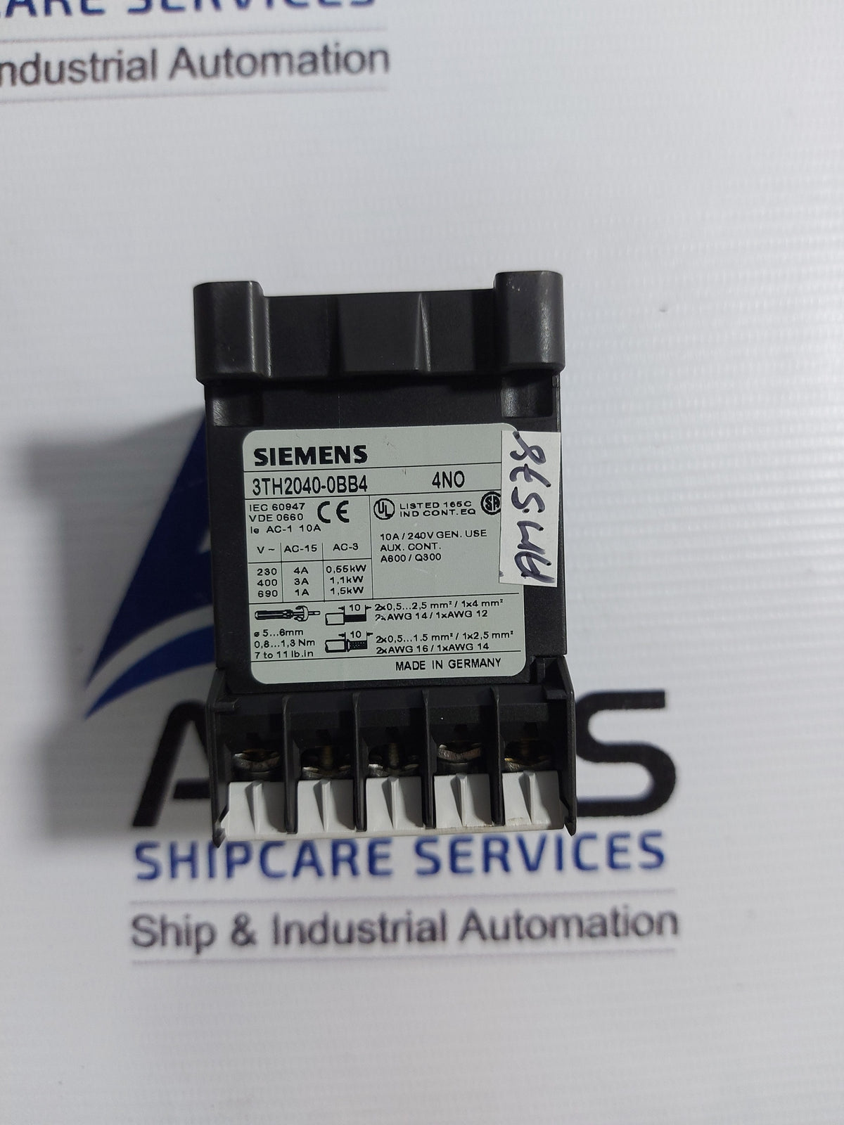 SIEMENS 3TH2040-0BB4 CONTACTOR CONTROL RELAY