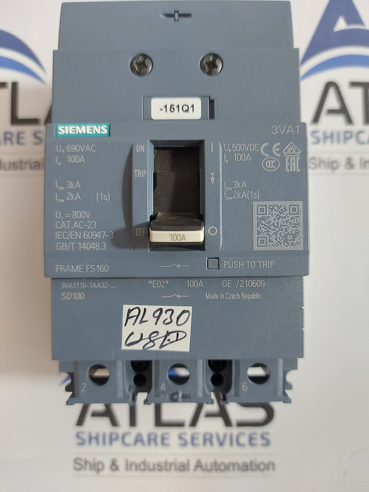 SIEMENS 3VA1110-1AA32-0AA0 CIRCUIT BREAKER 690VAC
