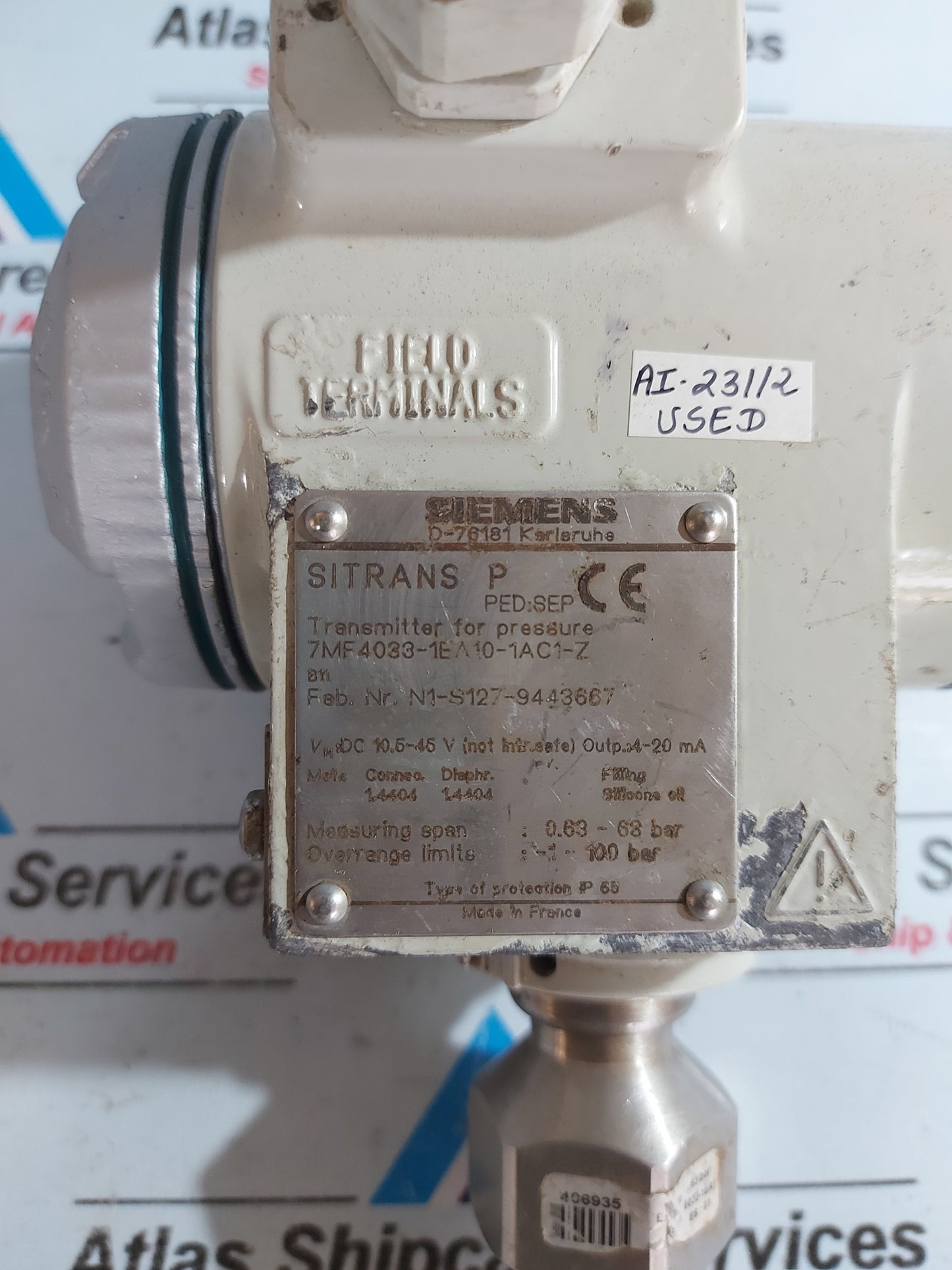 SIEMENS 7MF4033-1EA10-1AC1-Z SITRANS P PRESSURE TRANSMITTER