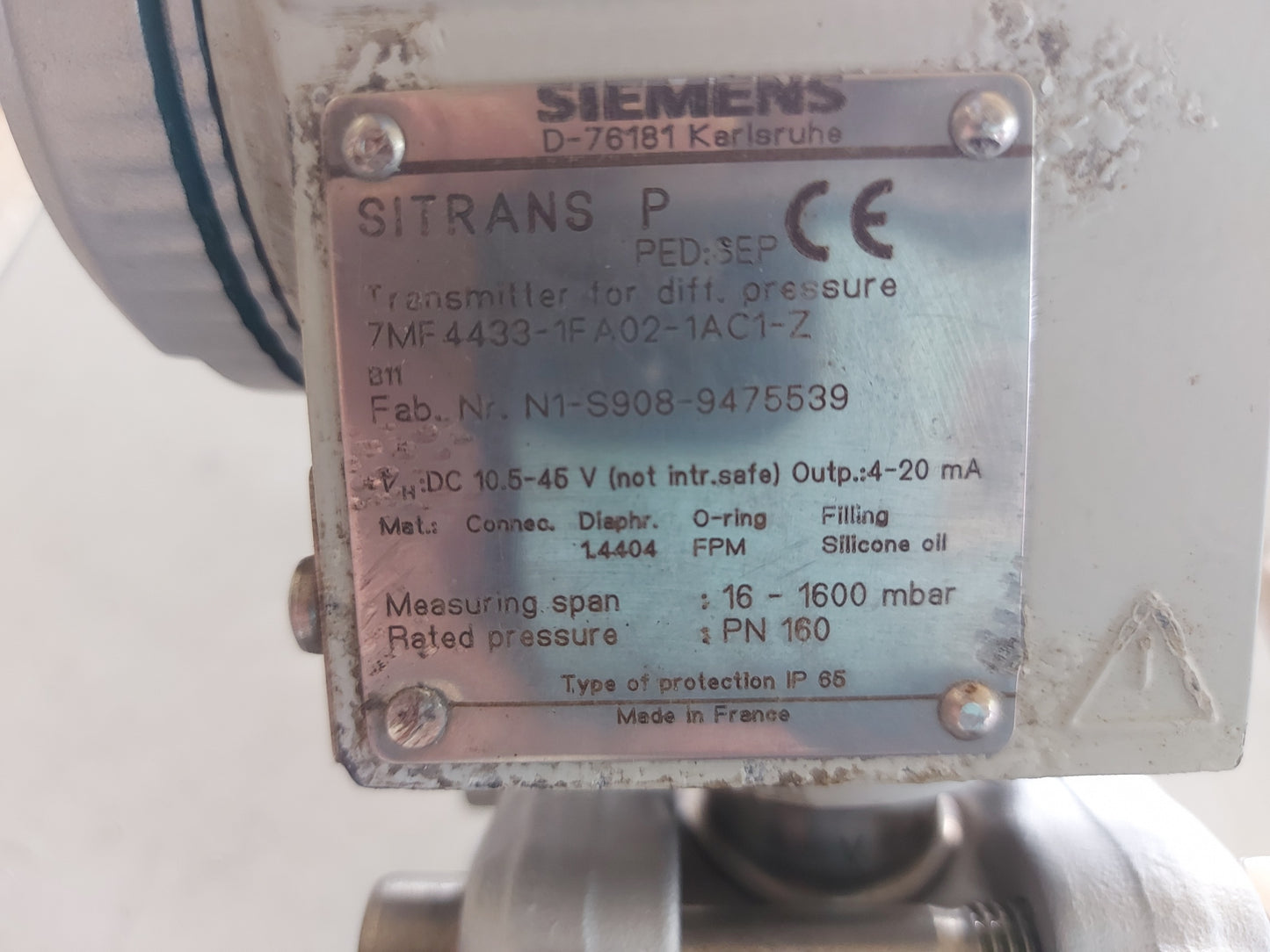 SIEMENS 7MF4433-1FA02-1AC1-Z SITRANS P DIFFERENTIAL PRESSURE TRANSMITTER