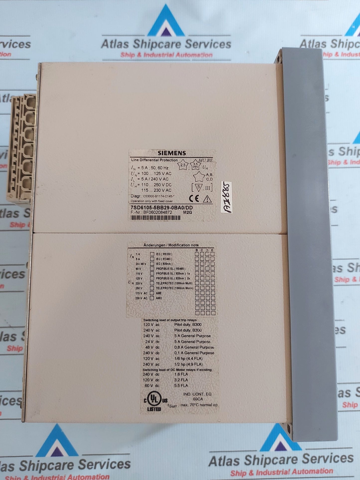 SIEMENS SIPROTEC 7SD6105-5BB29-0BA0/DD LINE DIFFERENTIAL PROTECTION RELAY