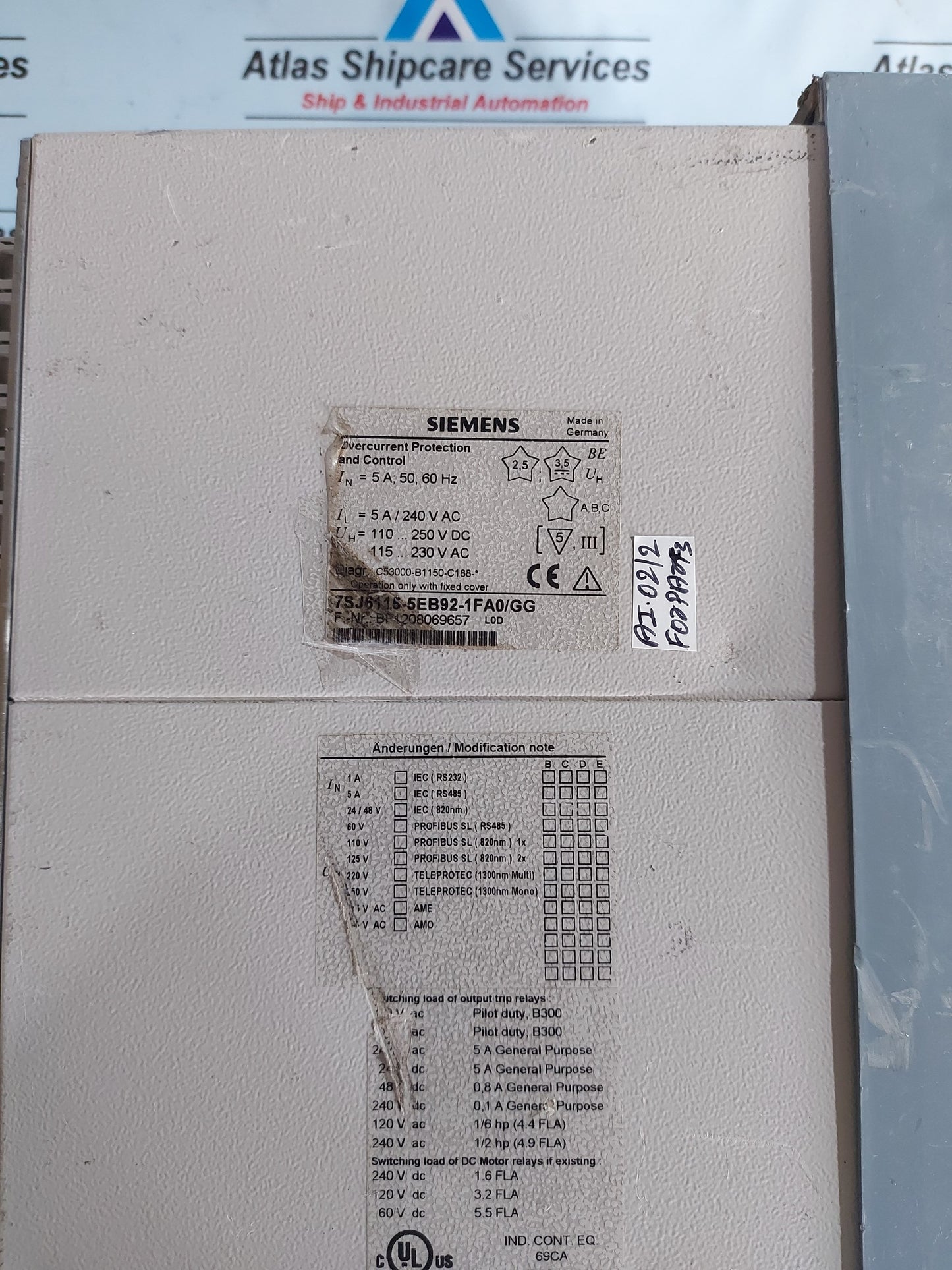 SIEMENS SIPROTEC 7SJ6115-6EB92-1FA0/GG OVERCURRENT PROTECTION AND CONTROL RELAY