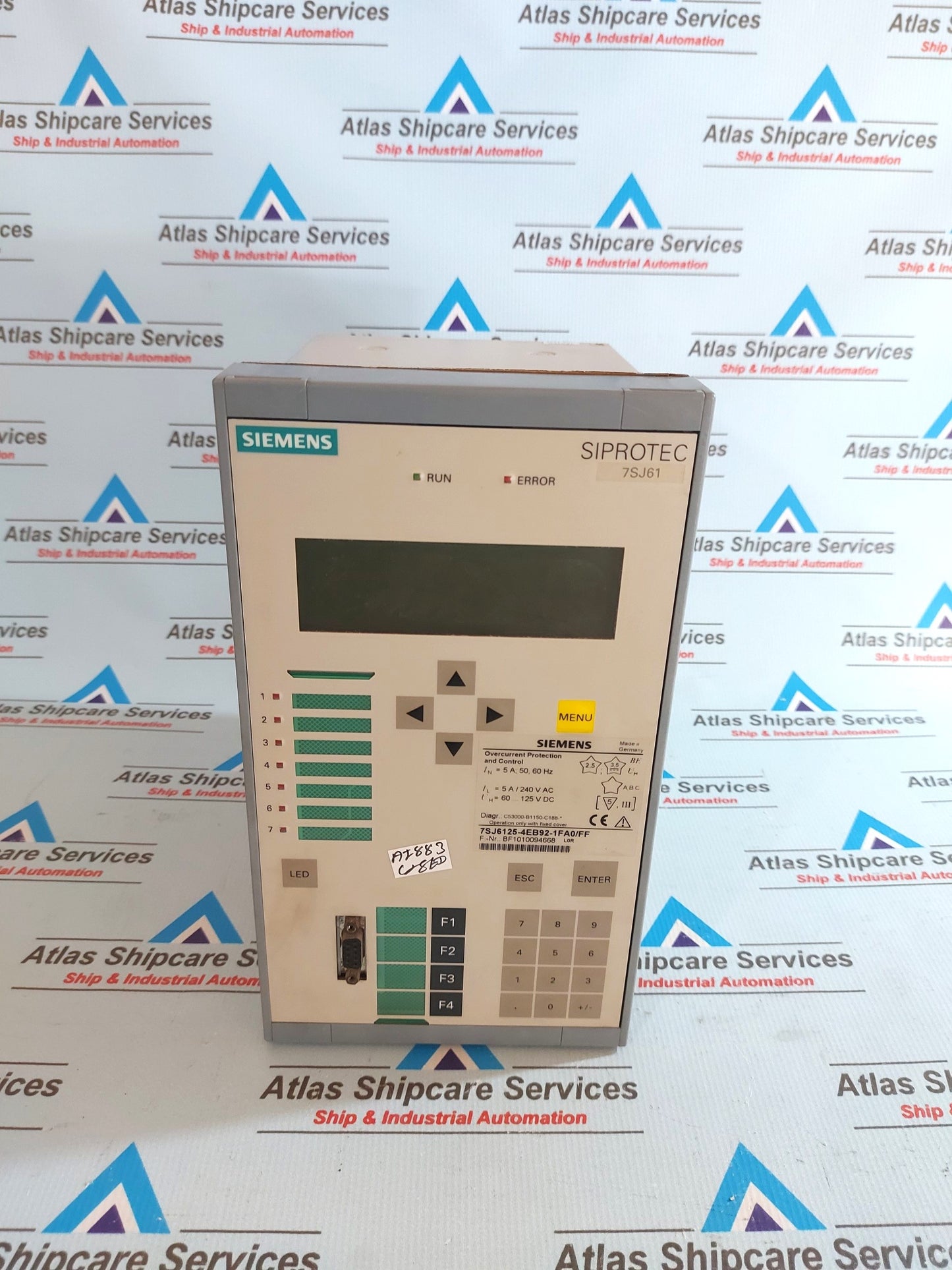 SIEMENS SIPROTEC 7SJ6125-4EB92-1FA0/FF OVERCURRENT PROTECTION AND CONTROL RELAY