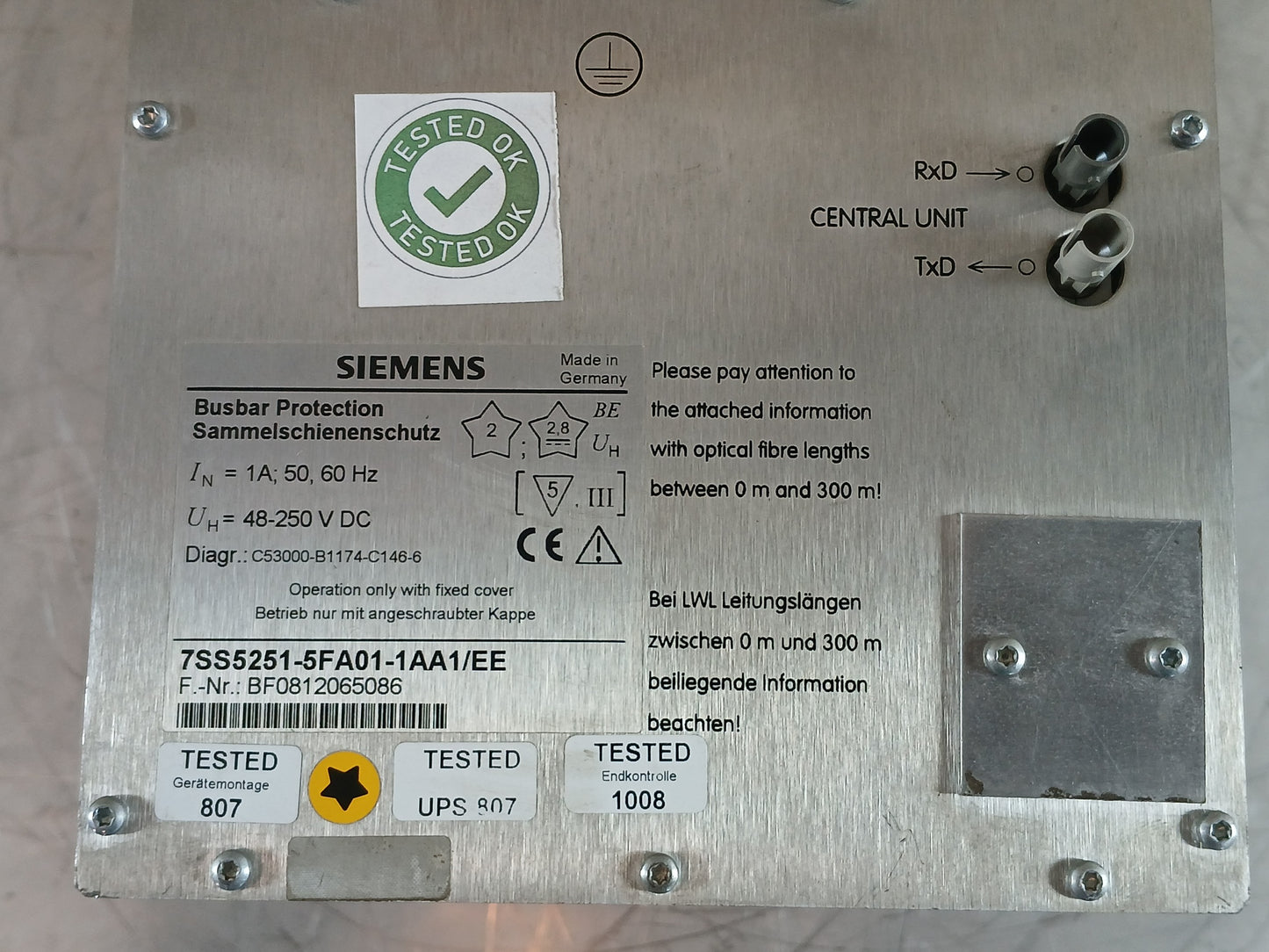 SIEMENS SIPROTEC 7SS52 BUSBAR PROTECTION RELAY 7SS5251-5FA01-1AA1/EE