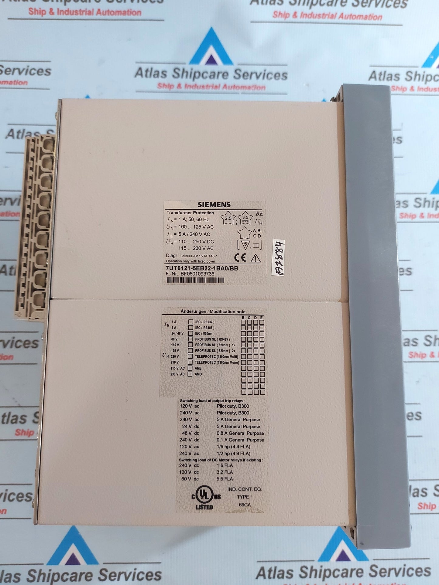 SIEMENS SIPROTEC 7UT6121-5EB22-1BA0/BB TRANSFORMER PROTECTION RELAY