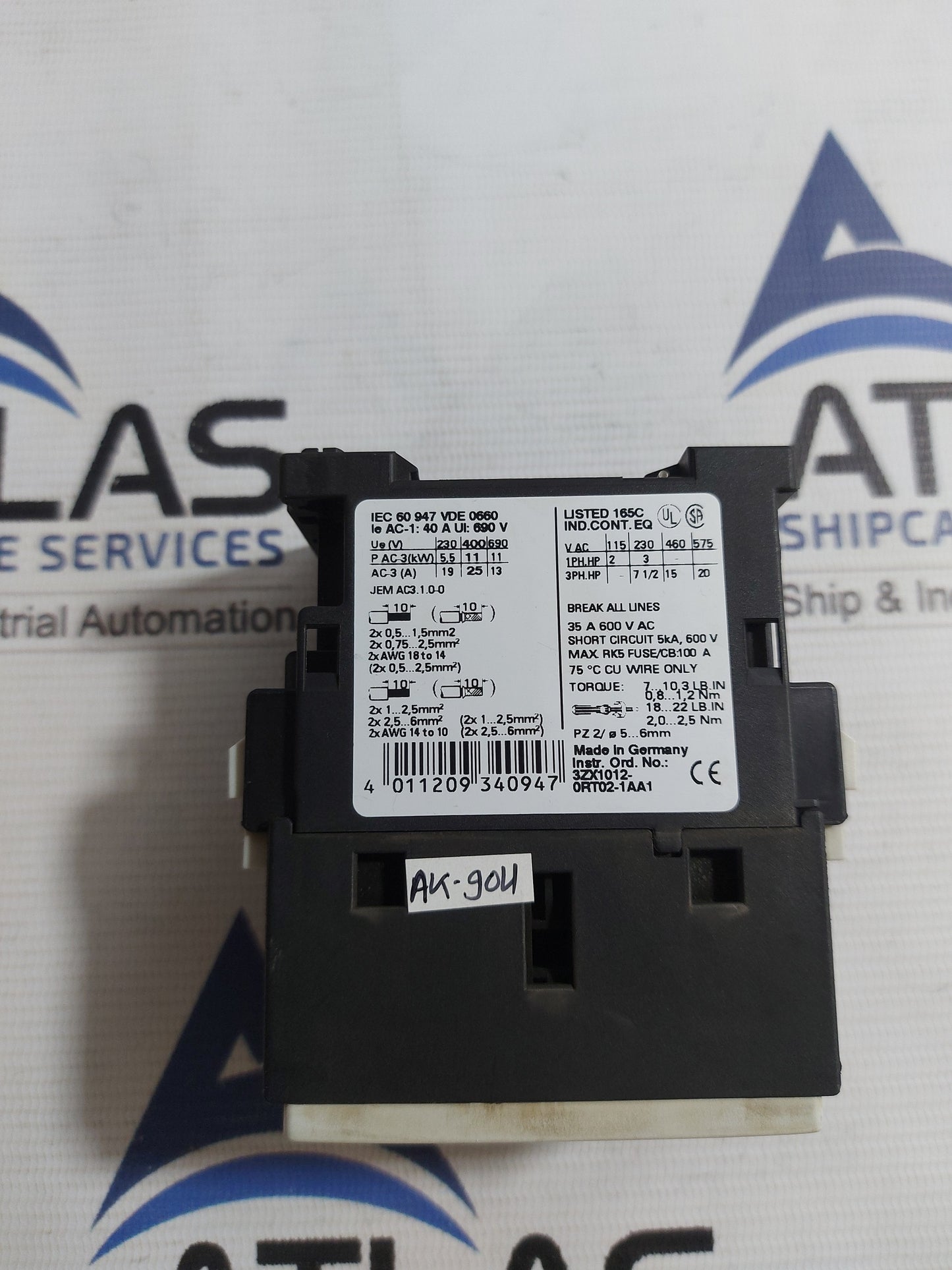 SIEMENS SIRIUS 3RT1026-1A..0 CONTACTOR 40A 690V