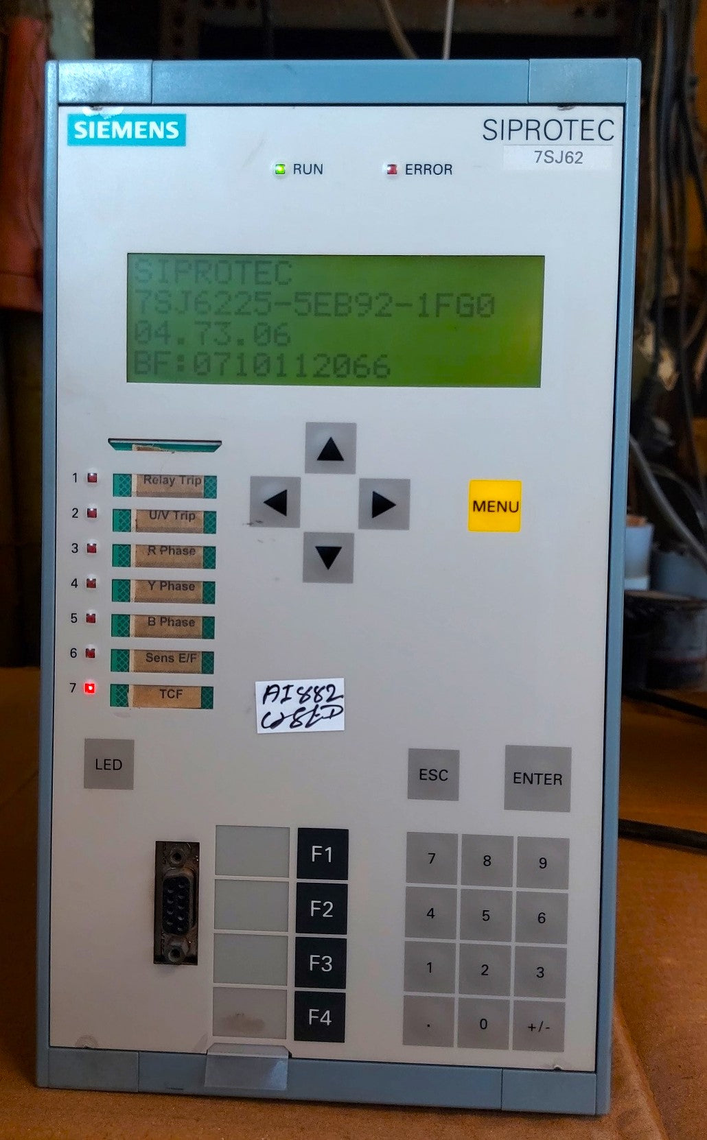 SIEMENS SOPROTEC 7SJ6225-5EB92-1FG0/FF OVERCURRENT PROTECTION AND CONTROL RELAY