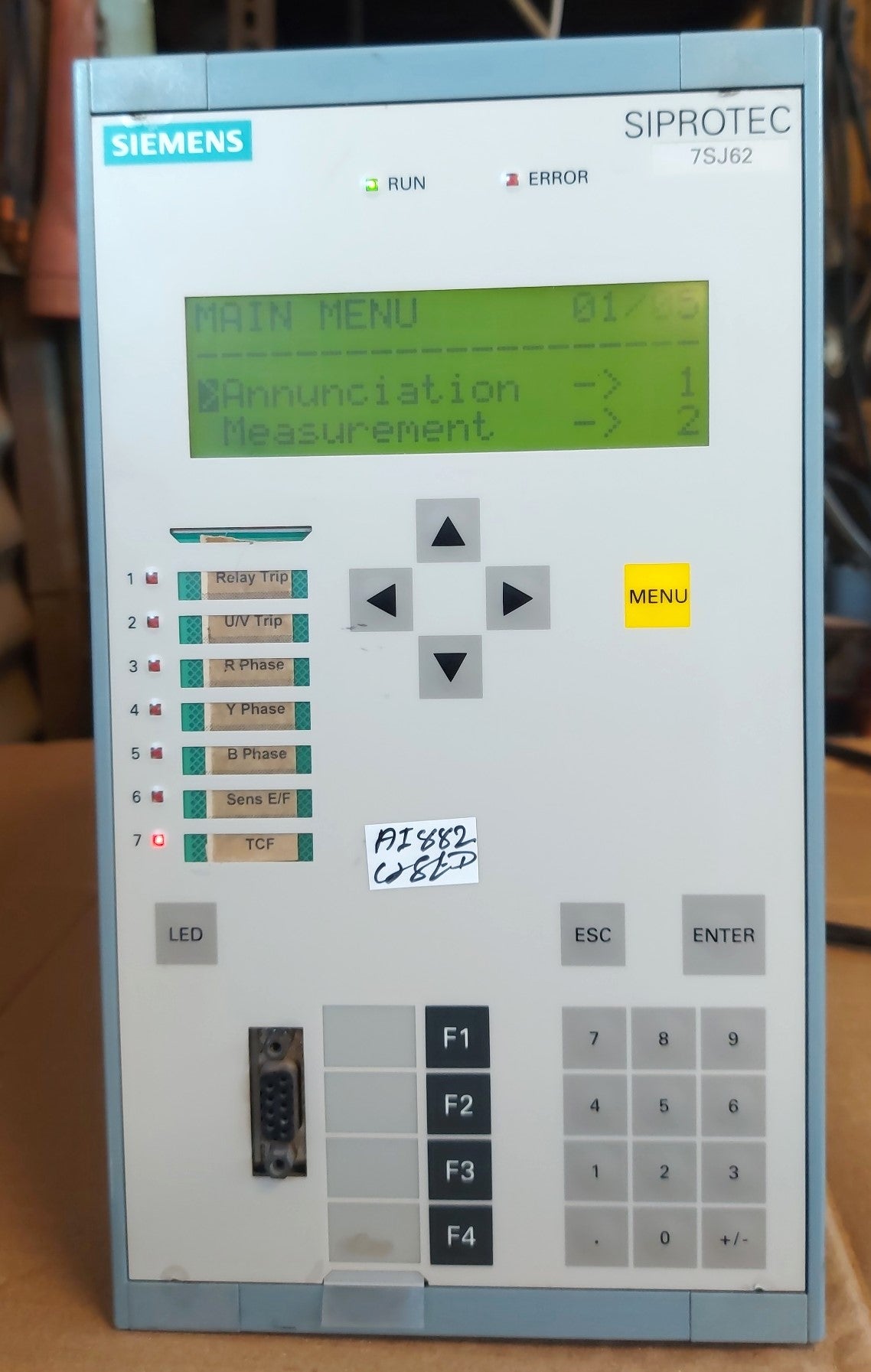 SIEMENS SOPROTEC 7SJ6225-5EB92-1FG0/FF OVERCURRENT PROTECTION AND CONTROL RELAY