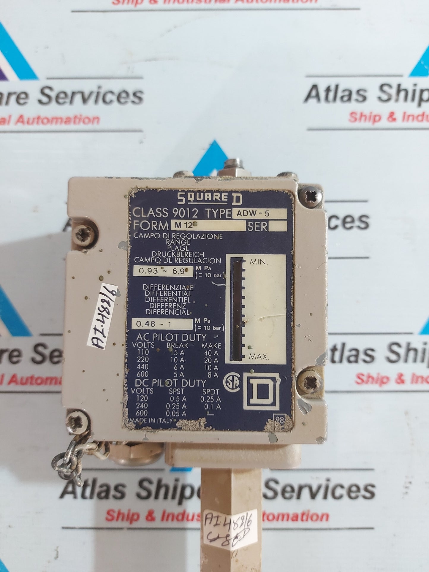 SQUARE D CLASS 9012 TYPE ADW-5 HYDRAULIC PRESSURE SWITCH