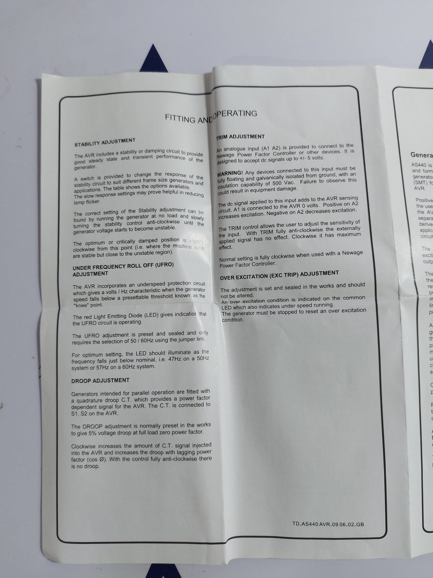 STAMFORD AS440 AUTOMATIC VOLTAGE REGULATOR