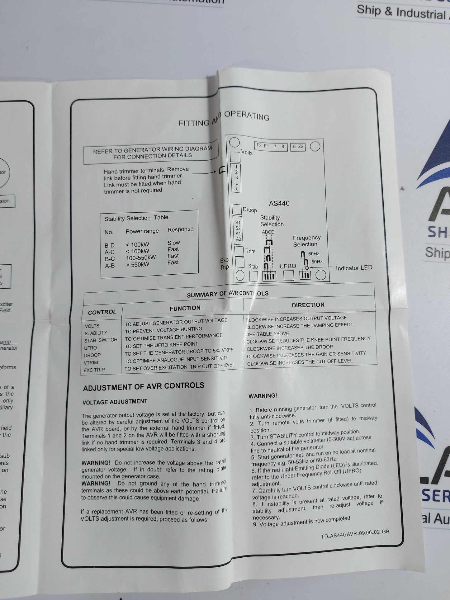 STAMFORD AS440 AUTOMATIC VOLTAGE REGULATOR