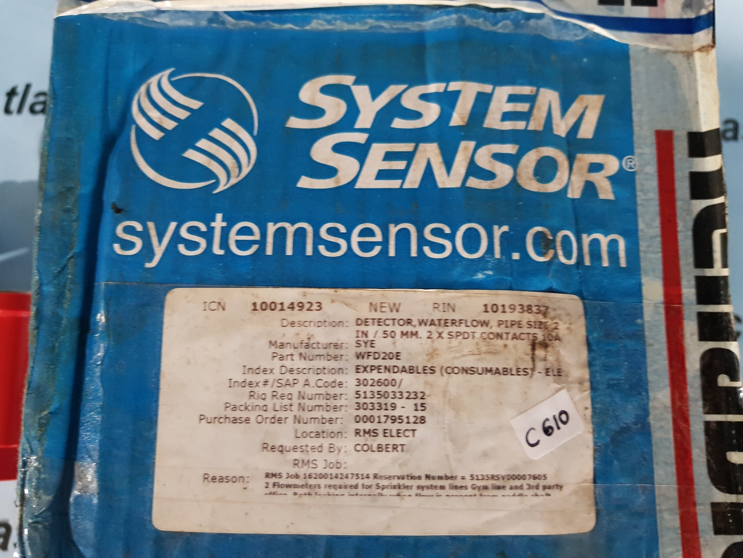 SYSTEM SENSOR WFD20EN VANE TYPE WATERFLOW DETECTOR