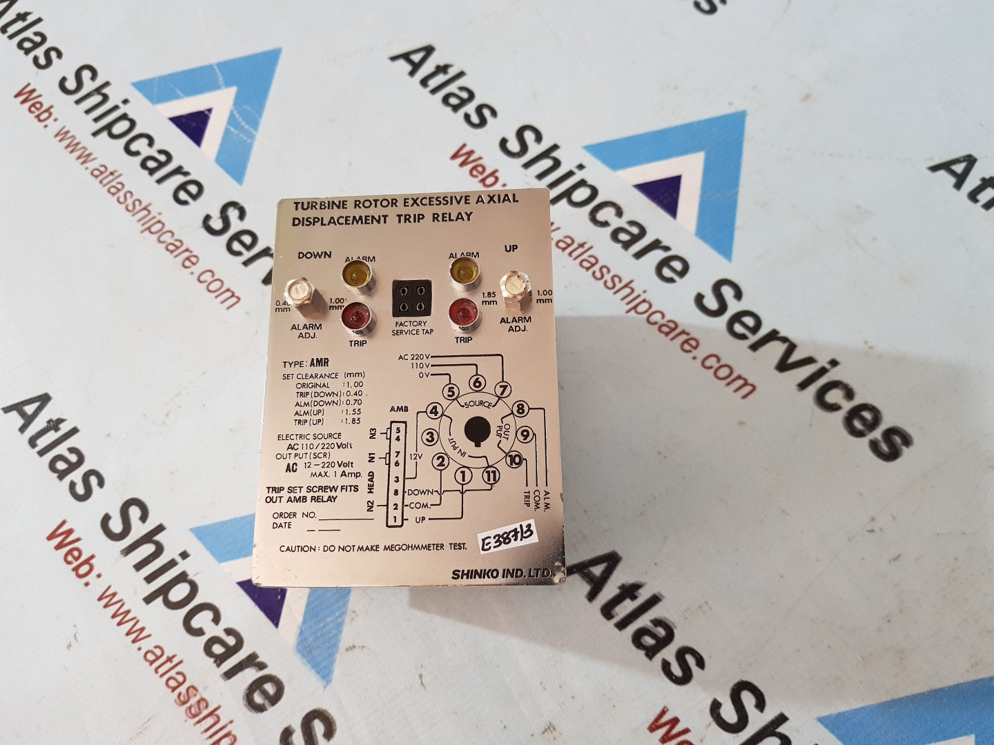 Shinko AMR Turbine Rotor Excessive Axial Displacement Trip Relay