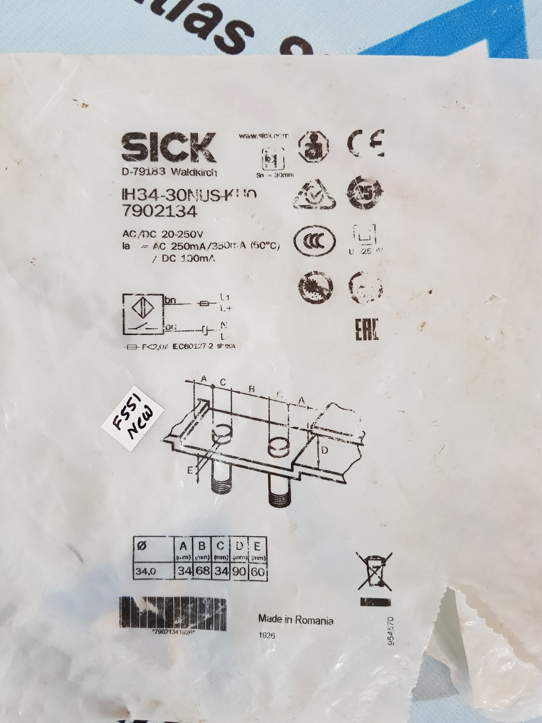 Sick IH34-30NUS-KU0 Proximity Sensor 7902134