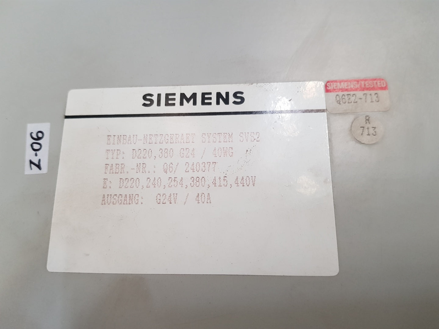 Siemens D220,280 G24/40WG Power Supply Module