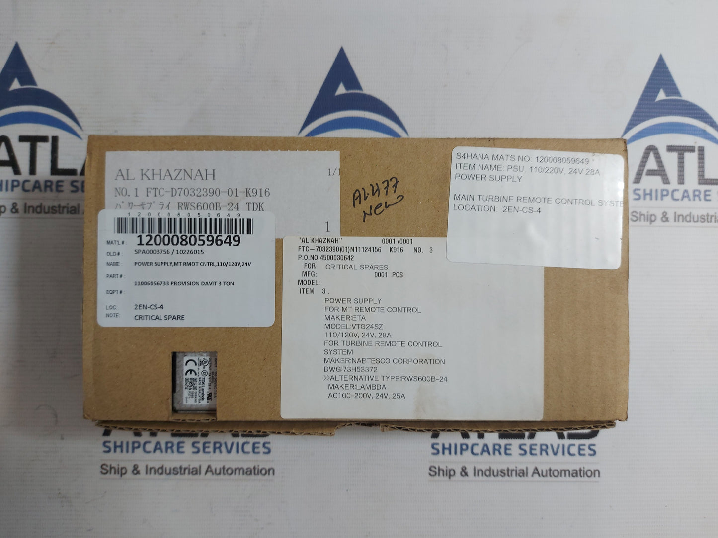 TDK-LAMBDA RWS600B-24 SWITCHING POWER SUPPLY 24V 25A