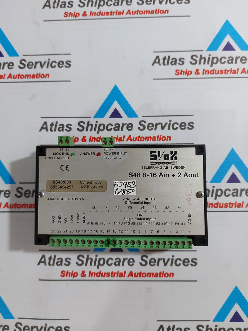 TELEFRANG S48 8-16 AIN + 2 AOUT ANALOG INPUT/OUTPUTS MODULE 24V AC/DC ...