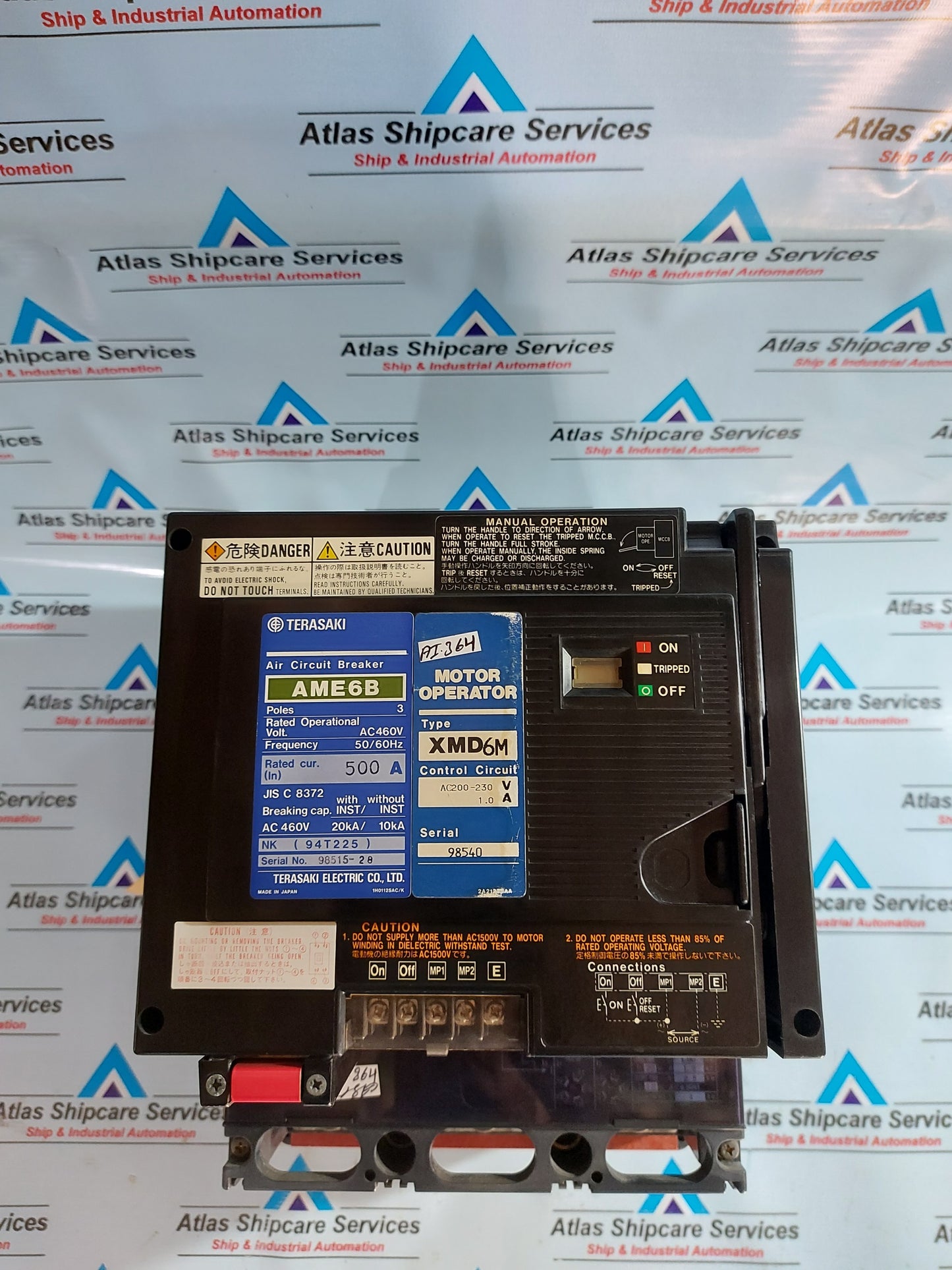 TERASAKI AME6B 3 POLE AIR CIRCUIT BREAKER 500A