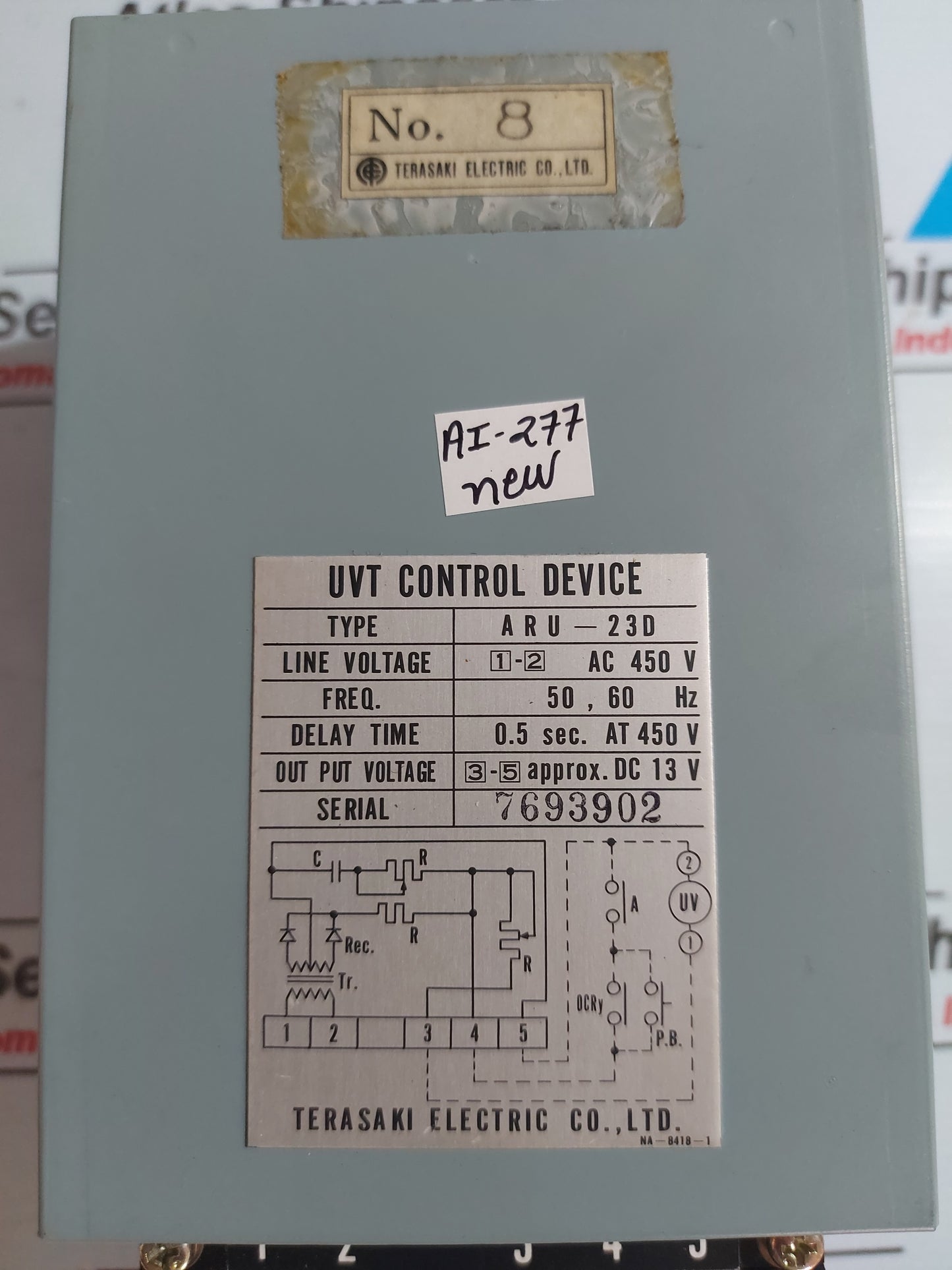 TERASAKI ARU-23D UVT CONTROL DEVICE AC 450V