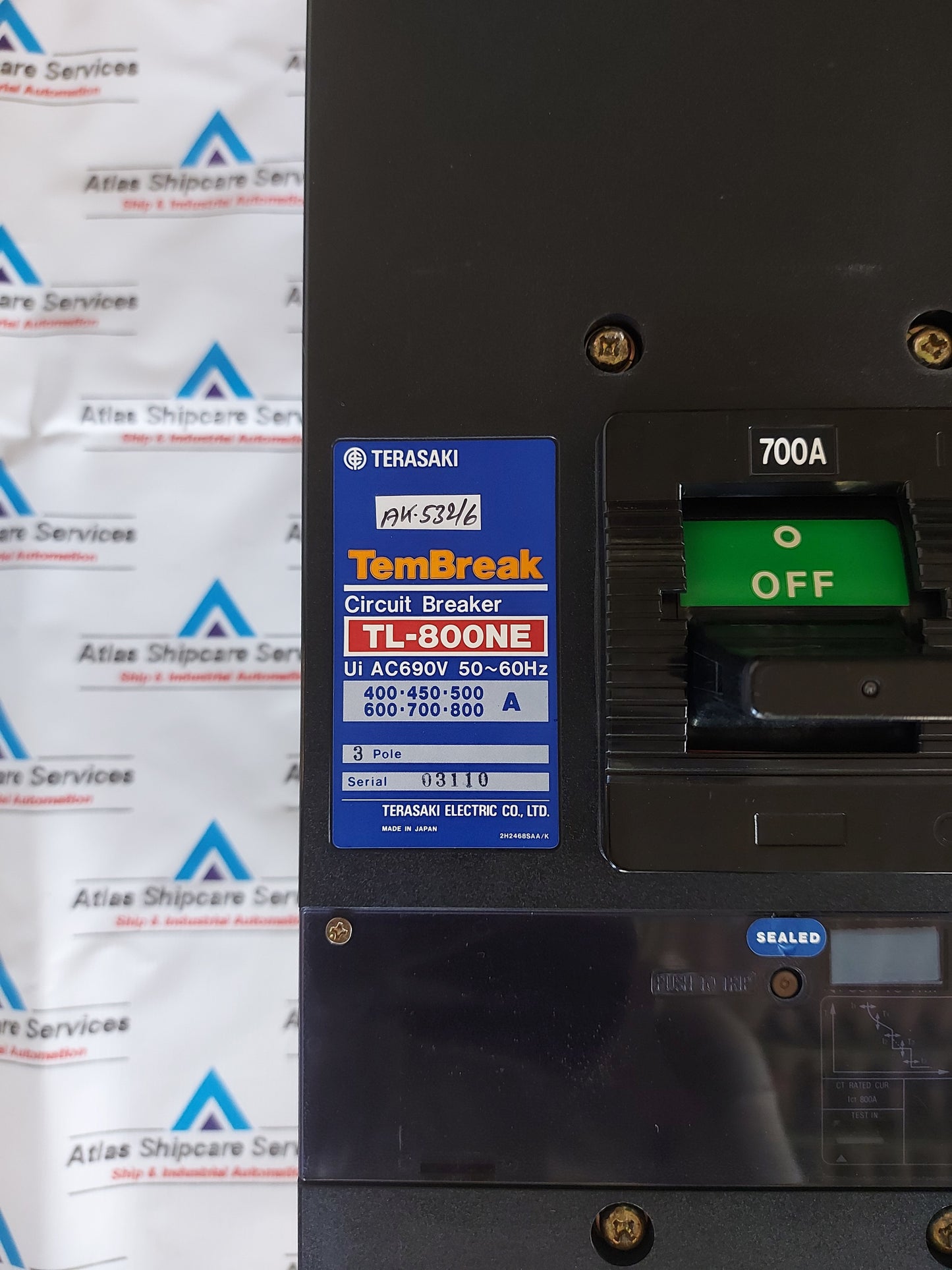 TERASAKI TEMBREAK TL-800NE CIRCUIT BREAKER 3 POLE 700A