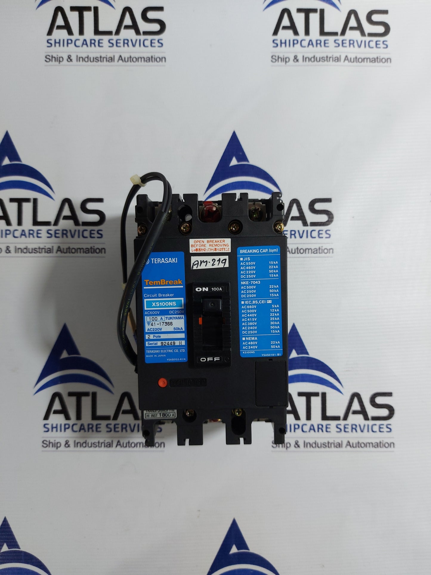 TERASAKI TEMBREAK XS100NS 100A CIRCUIT BREAKER 2 POLE