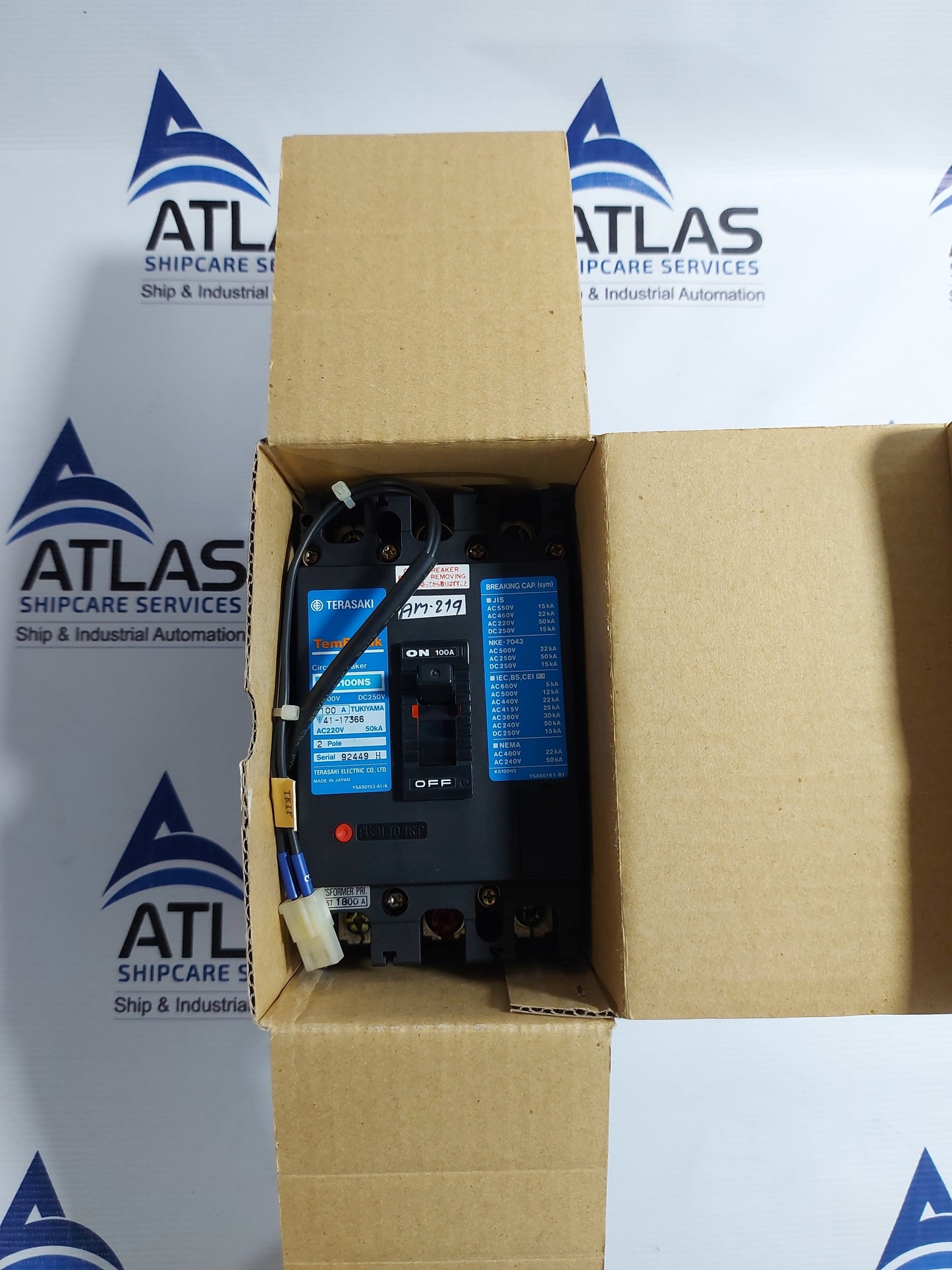 TERASAKI TEMBREAK XS100NS 100A CIRCUIT BREAKER 2 POLE