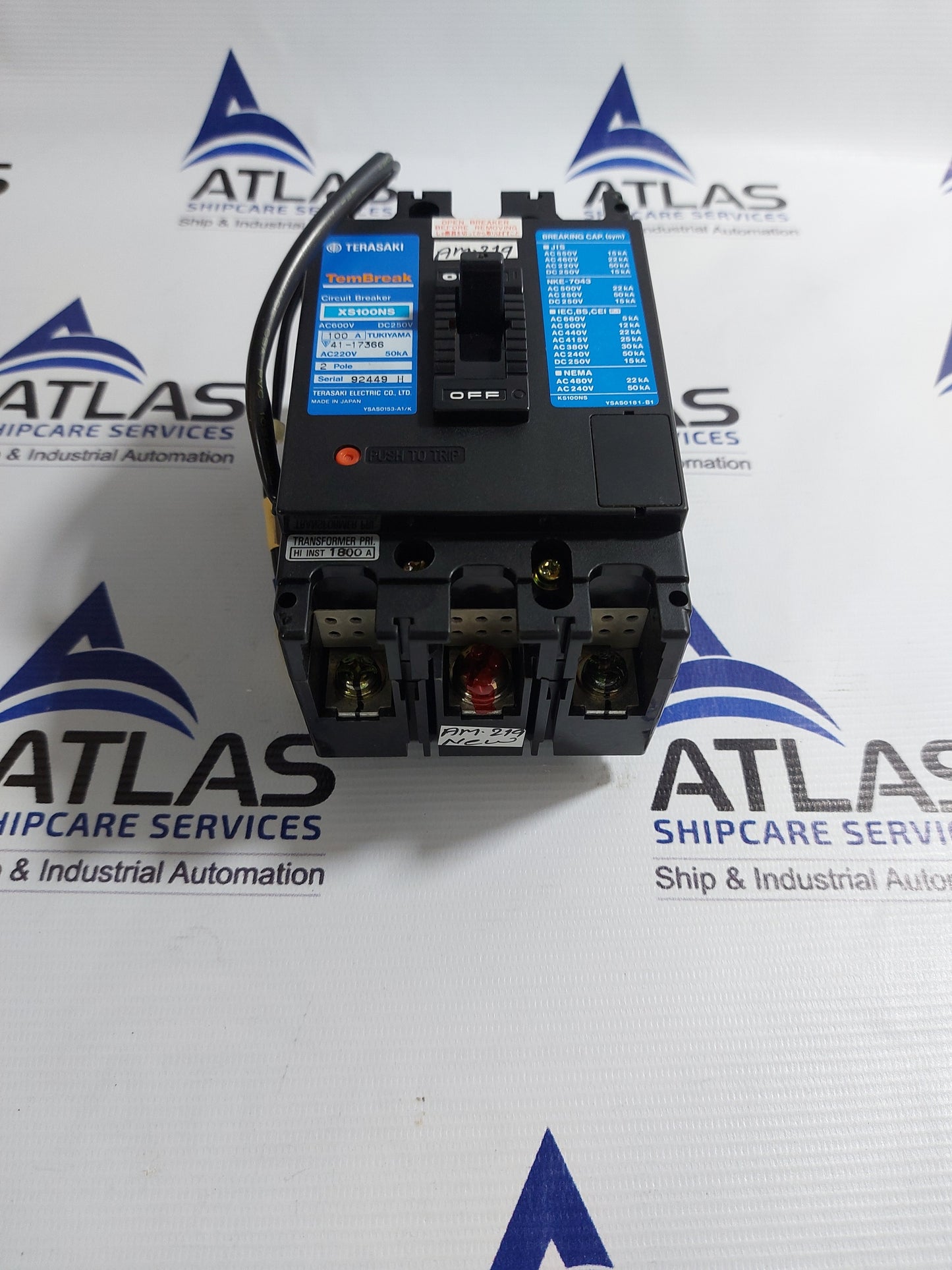 TERASAKI TEMBREAK XS100NS 100A CIRCUIT BREAKER 2 POLE