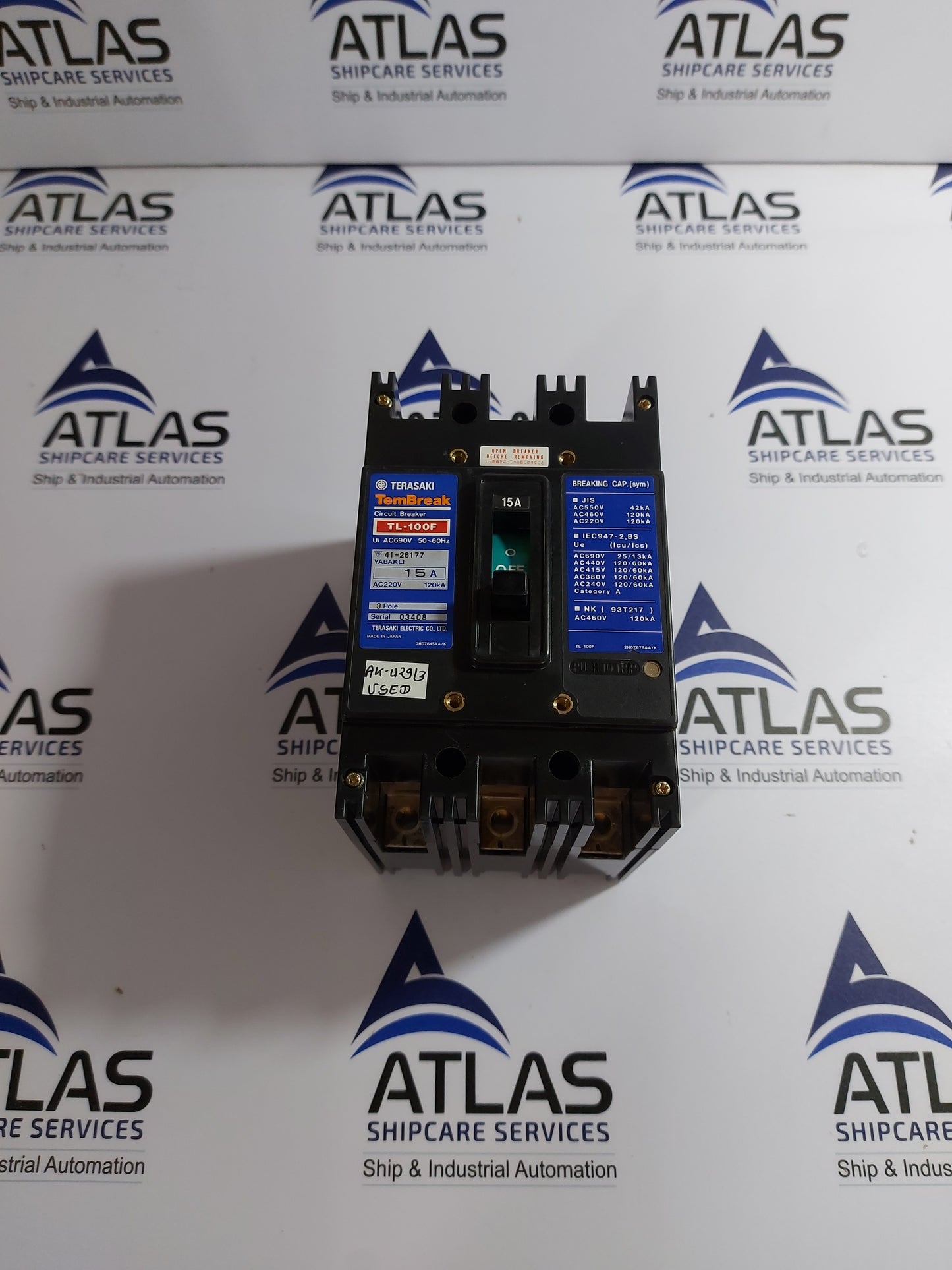 TERASAKI TL-100F TEMBREAK CIRCUIT BREAKER 3 POLE 15A