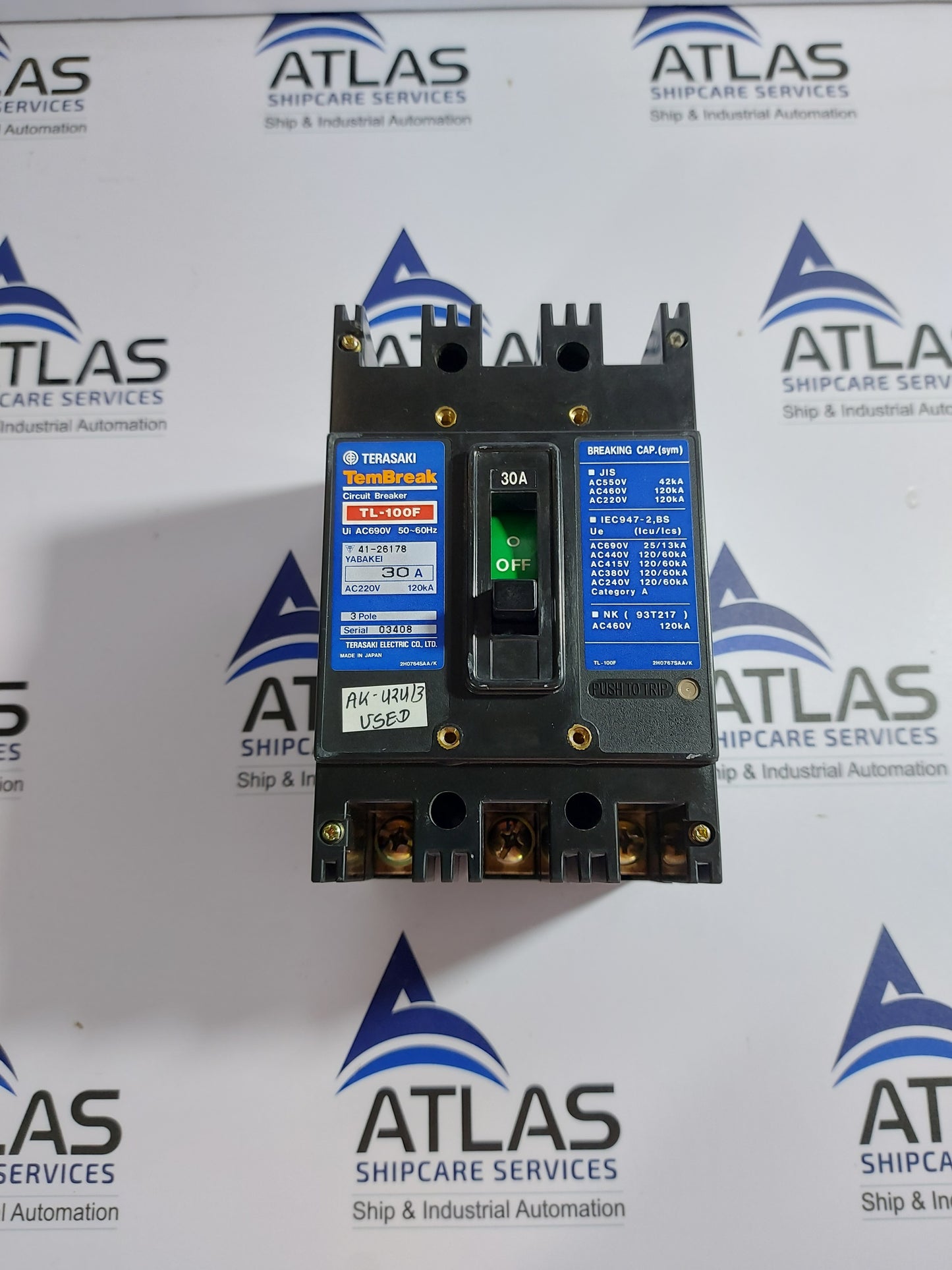 TERASAKI TL-100F TEMBREAK MOLDED CASE CIRCUIT BREAKER 3 POLE 30A