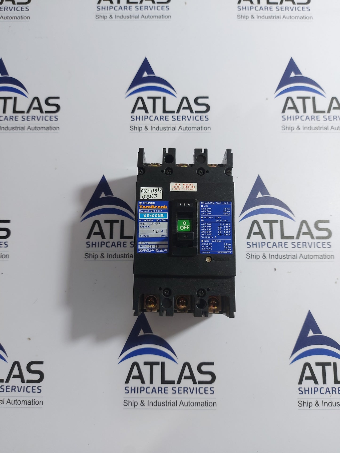TERASAKI XS100NB TEMBREAK CIRCUIT BREAKER 3 POLE 15A