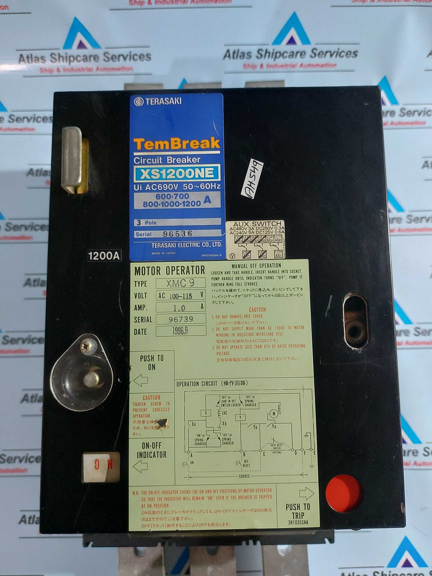 TERASAKI XS1200NE TEMBREAK CIRCUIT BREAKER AC690V 1200A