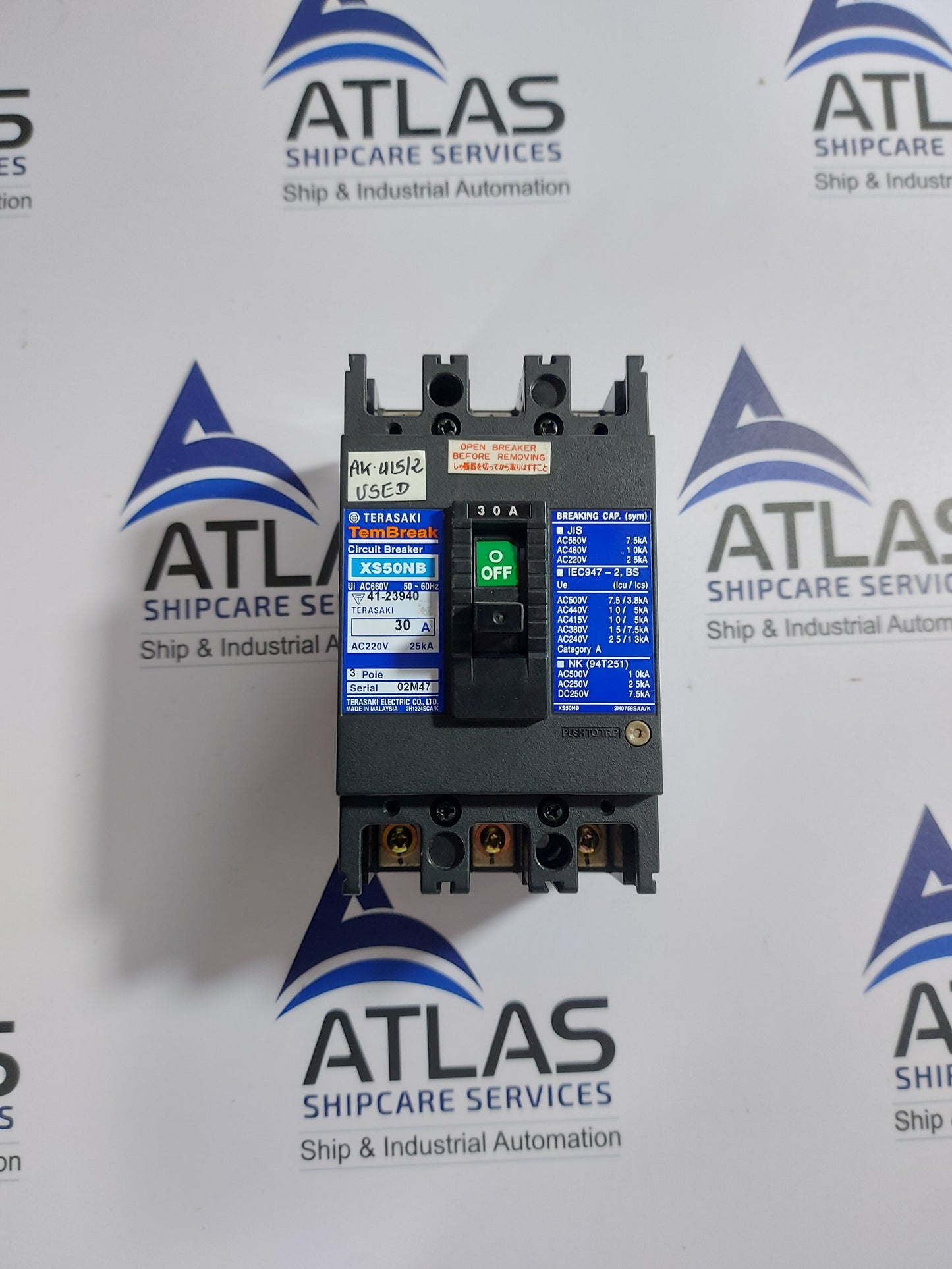 TERASAKI XS50NB TEMBREAK CIRCUIT BREAKER 3 POLE 30A