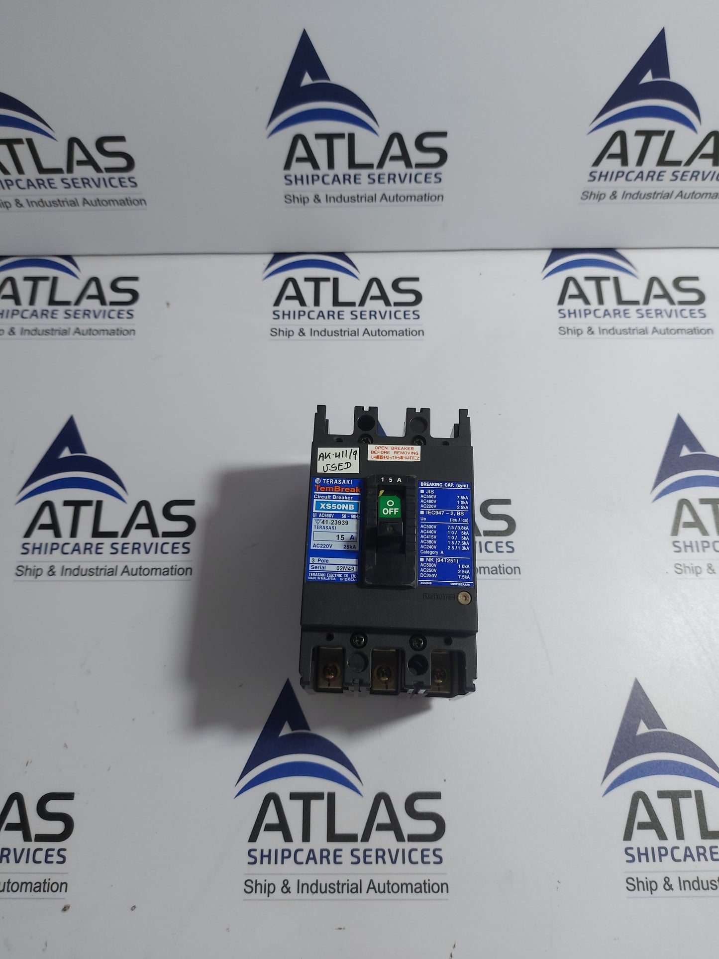 TERASAKI XS50NB TEMPOWER CIRCUIT BREAKER 3 POLE 15A